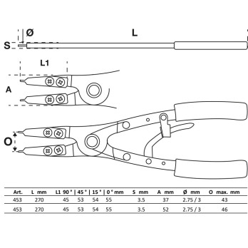 Jeu de pinces à circlips - pointes échangeables - 10 pièces